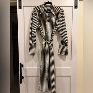 Black & Ivory Striped Shirtdress